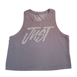 Nike Women’s Medium Grey Dri Fit Cropped Tank Top “Just Do It” Graphic